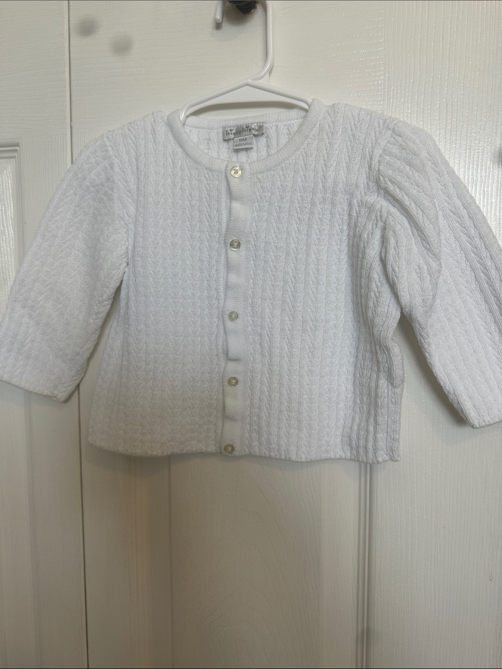Kissy Kissy 9M White Knit Button-Front Kids Cardigan